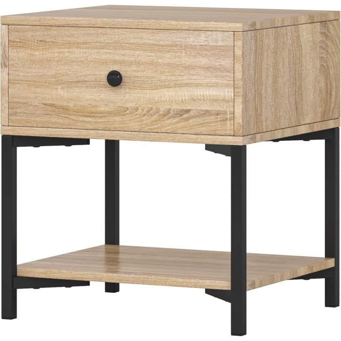 Table De Chevet Hausjärvi Avec Poignée à Gauche Acier 82 X 35 X 35 Cm Blanc [en.casa