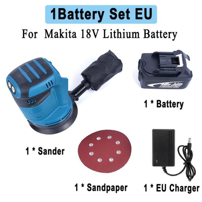 Ponceuse Excentrique 125 Mm Pour Batterie Makita 18V - 3 Vitesses (7000-11000 Tr/min) - Livrée Avec 15 Disques Abrasifs - 5