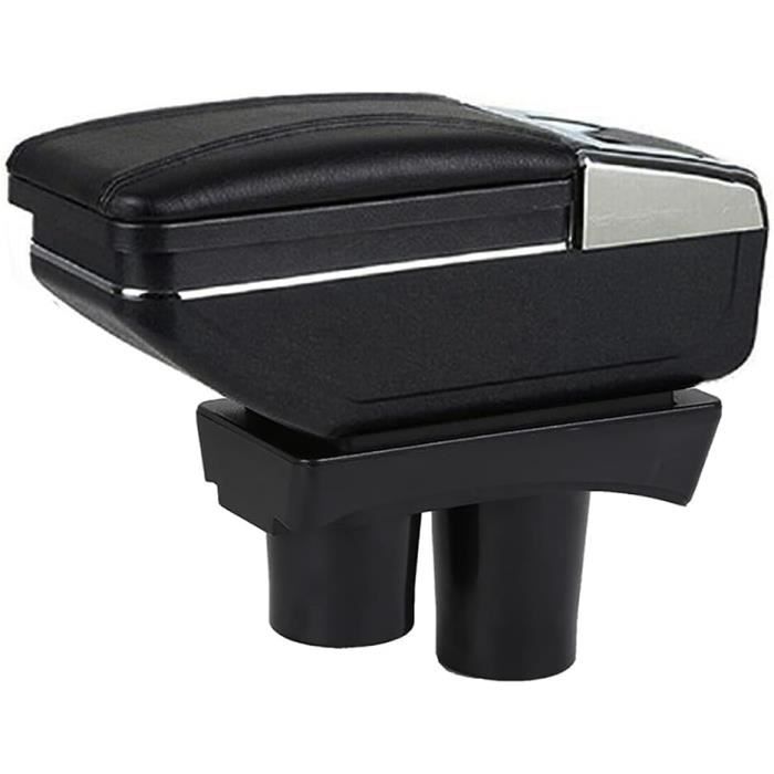 OYHCM Accoudoir Central Pour Citroën C2/C3 - Double Couche Avec Rangement Et Ports USB - Noir Avec Fil Noir - Installation Facile