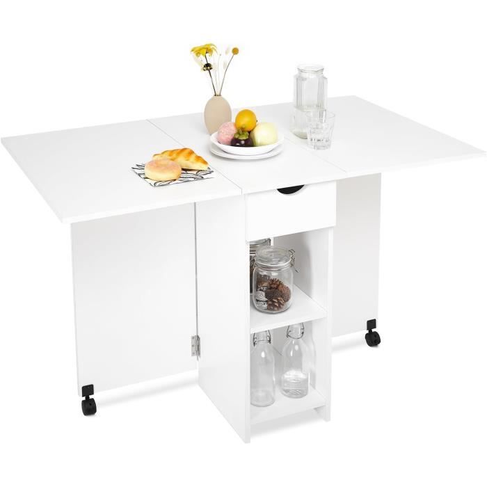 Table à Manger Pliable Et Extensible - 60 Cm Carré / 120 Cm Long, Bois Massif - Pour Petit Espace, Appartement