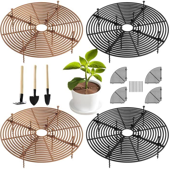 Lot 6 Grilles Protection Pots De Fleurs 30 Cm – Anti-Chats, Anti-Enfants, Support Stable Noir