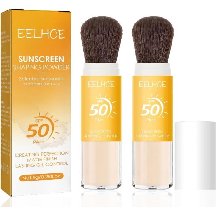 Poudre fixatrice de protection solaire naturelle, poudre libre pour le visage au fini minéral