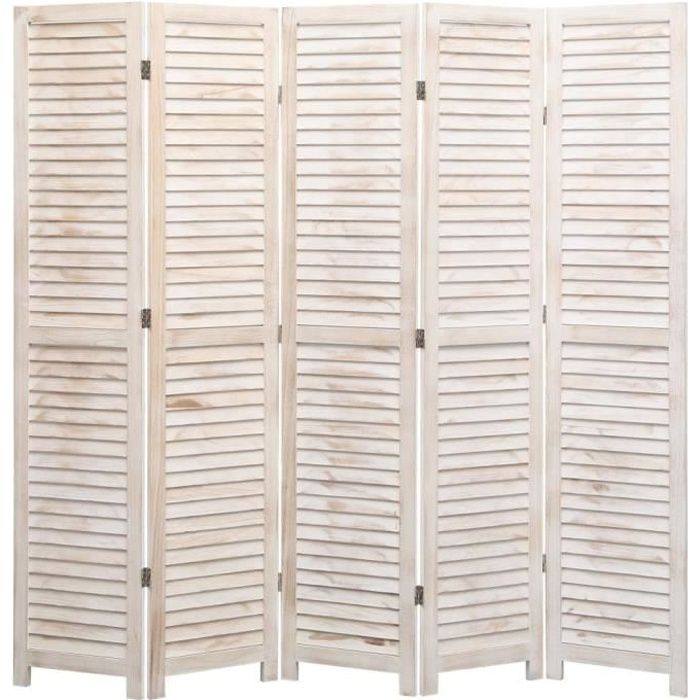 paravent interieur cloison de separation brise vue separateur de piece 5 panneaux 175x165 cm bois cdiscount maison