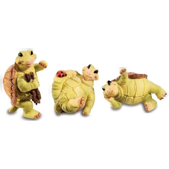 Lot de 3 Figurine statuette Tortue rigolote humoristique