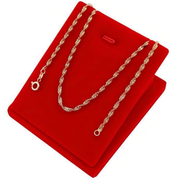 Chaîne de Cou - Femme - Maille Torsade - Ciselée - 50 cm - 18 mm - Plaqué Or Jaune 750/1000 - 3 Microns
