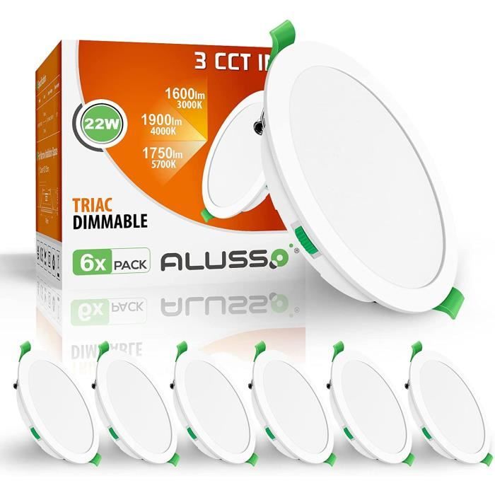 Lot De 15 Spots LED Encastrables Extra Plats - 3W/4W, Blanc Chaud 3000K, Alu, IP20, Neuf