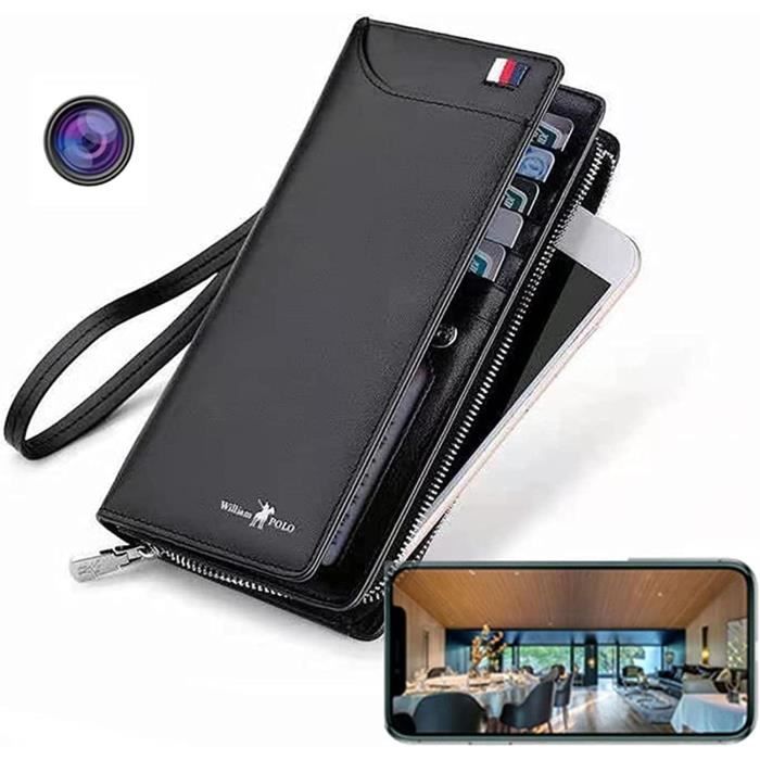 Portefeuille De Caméra Espion WiFi, Caméra De Sécurité Domestique Portable Full HD 4K, Mini Caméra avec Alertes De Détection D[483]