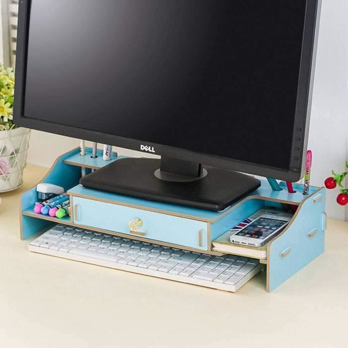 Rehausseur Écran D'angle de Bureau Élévatrice en Bois, Support