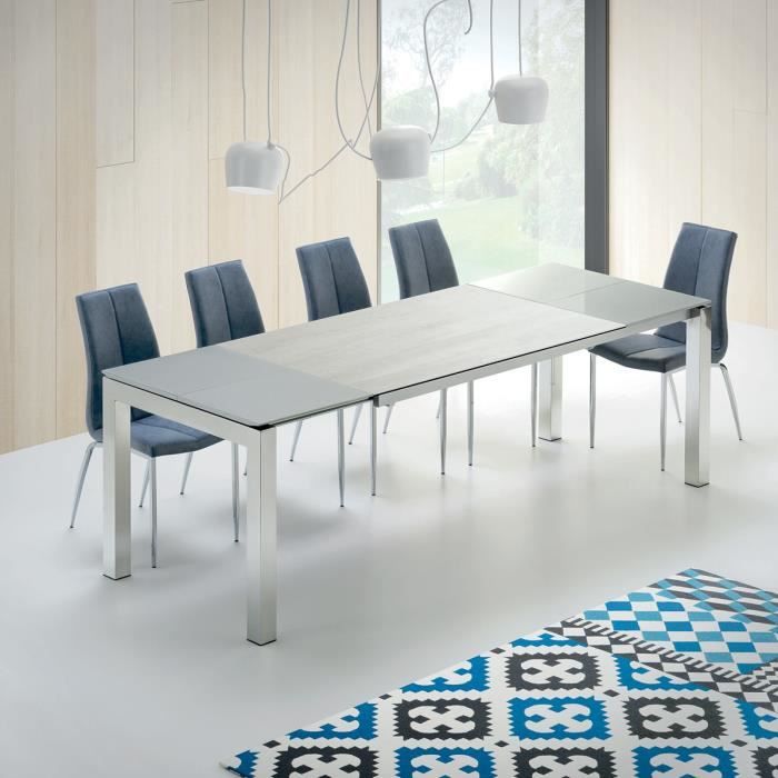 Table Rectangulaire Avec Rallonge 90x120 210 Cm Ultra Acero Par