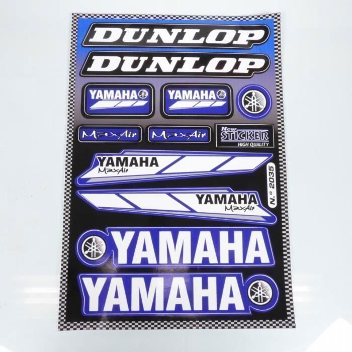 Planche de stickers autocollant YAMAHA DUNLOP bleu et blanc pour