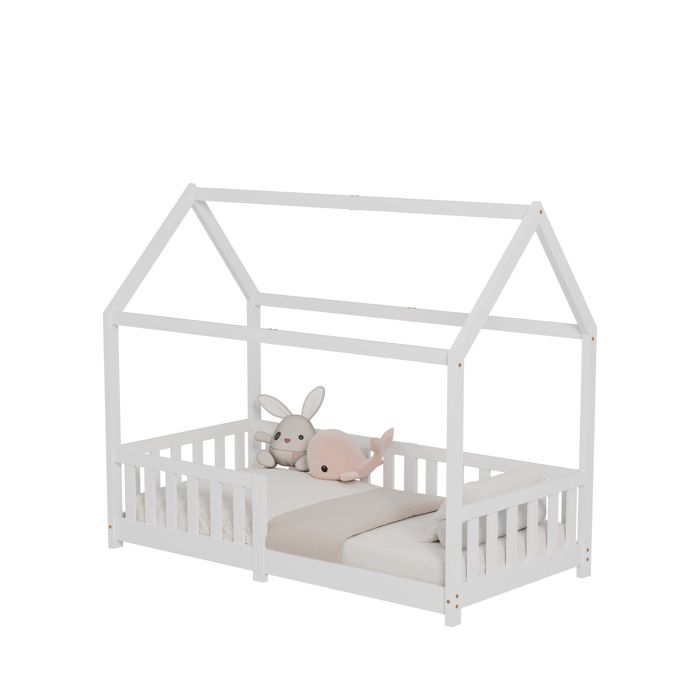 Lit Cabane pour enfants Montessori avec barre de sécurité 160x80cm Lit Design Maison