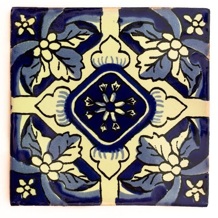 Lot De 30 Carreaux Mexicains Cerames - 10,5x10,5 Cm - Fait Main - Céramique - Multicouleur
