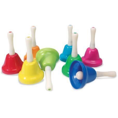 Instrument de musique - Cloches multicolores - 8 clochettes - Plexiglas - Pour enfants de 3 à 6 ans
