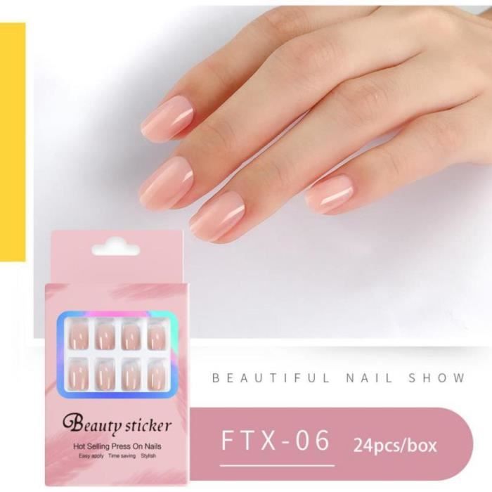 Faux Ongles Naturels Faux Ongles Rose Facile A Appliquer Et A Enlever 24 Faux Ongles Dans La Boite Cdiscount Au Quotidien