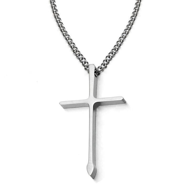 Collier Artisanal Français – Grains D'olive 7mm Avec Pendentif Croix, Unisexe