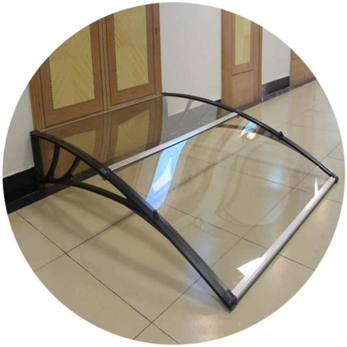 Auvent De Porte Extérieur En Polycarbonate - 60x170cm - Support Aluminium Blanc - Anti-UV, Résistant Aux Intempéries