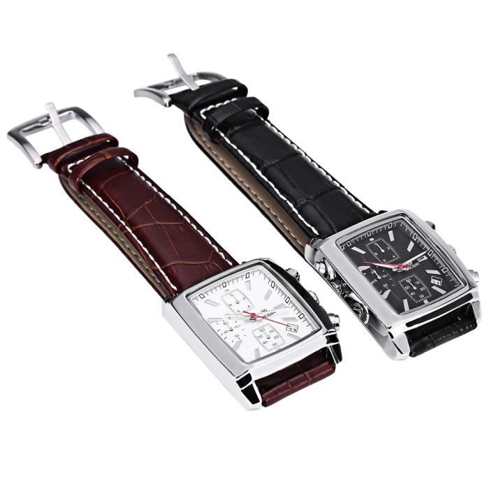 Montre Homme MEGIR M2028 Quartz Rectangle Cadran avec Date Fonction Bracelet en Cuir Sport Noir Achat vente montre Homme Adulte Cuir Cdiscount