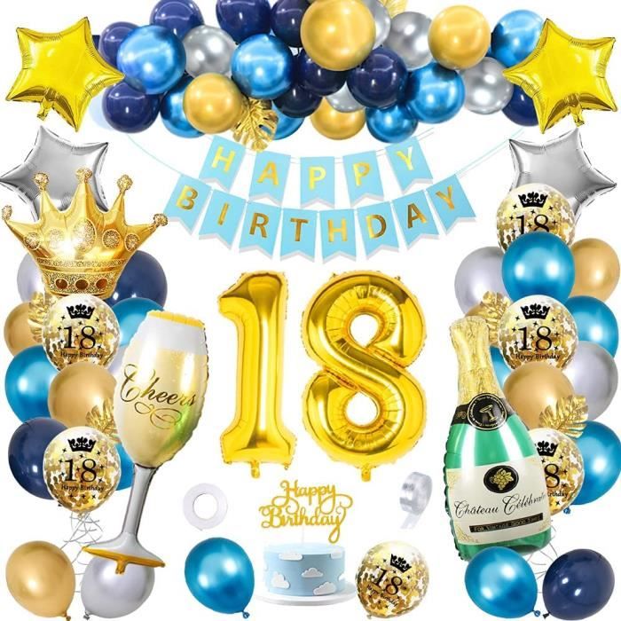 Deco Anniversaire 18 Ans Garcon Bleu Ordecoration Anniversaire 18 Ansballon Anniversaire 18 Anscadeau 18 Ans Garcon Fille Avec 842 Cdiscount Maison