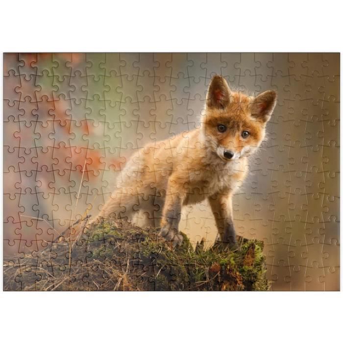 Le Renard Chasse dans La Neige Blanche Premium Pièces Puzzle Collection