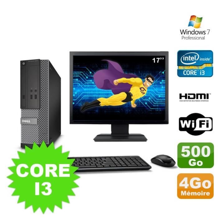 Lot PC DELL 3010 SFF I3-2120 DVD 4Go 500Go HDMI Wifi W7 + Ecran 17 - Dell