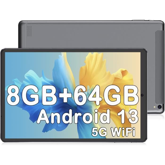 Tablette Android 13, Tablette Tactile 10.6 Pouces 8 Go RAM 64 Go ROM, 1280×800 IPS HD