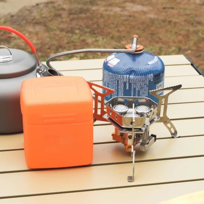 Réchaud Gaz Portable Camping Restaurant Couvercle Cuisinière Gaz 4 Feux KEESUNG - Inox - Extérieur/Camping - 49x49x79cm Réchaud Gaz Professionnel