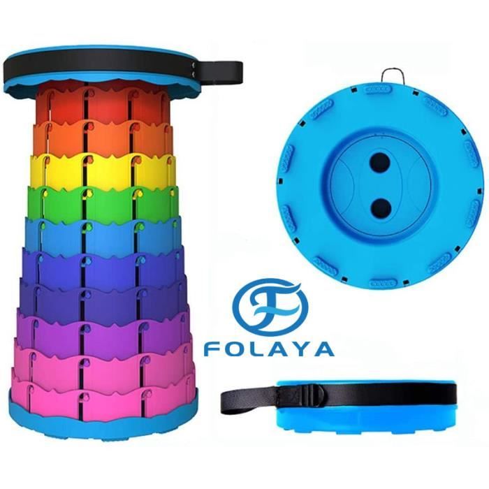 Tabouret pliant portable - FOLAYA - Mini Tabouret Rétractable - Télescopique - Multicolore - Pour pêche