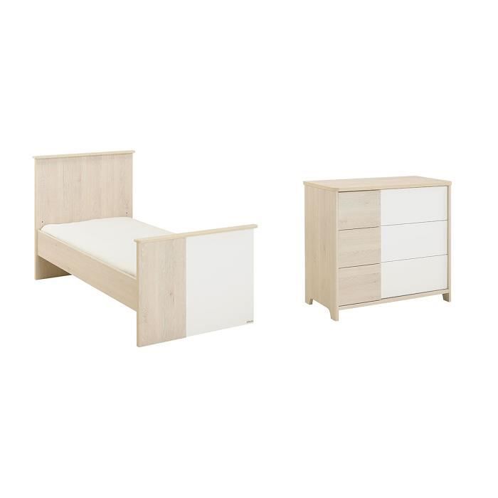 Lit Evolutif 70x140 Et Commode A Langer Galipette Sacha Blanc