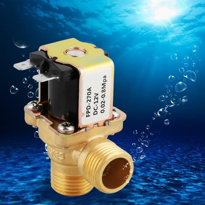 Électrovanne Électrique Laiton 12V DN15 G1/2 - Vanne D'Eau Normalement Fermée Avec Filtre Pour Automatisation