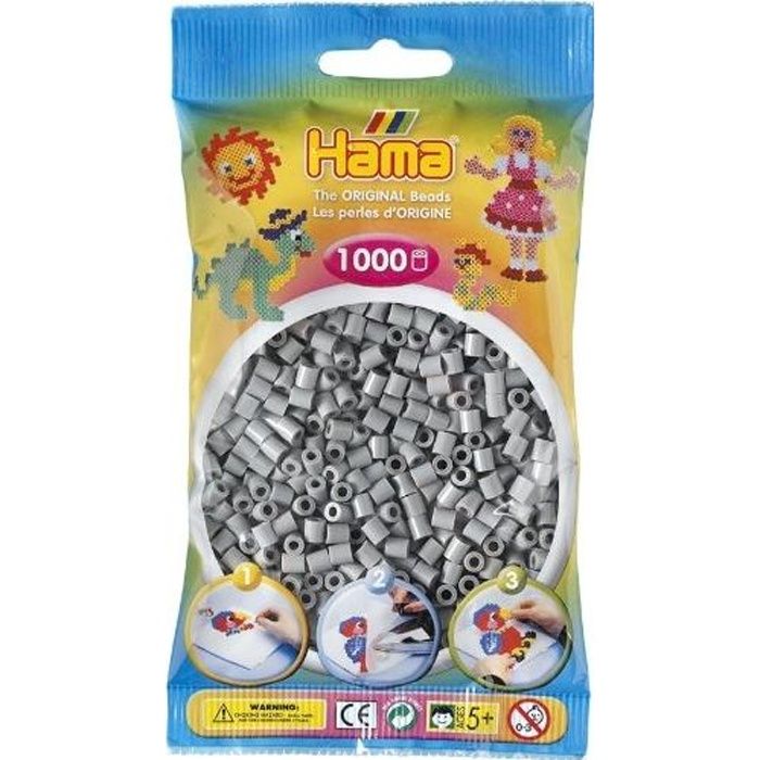HAMA - 207-17 - Loisirs créatifs - Perles et bijoux - Sachet 1000 perles - Gris