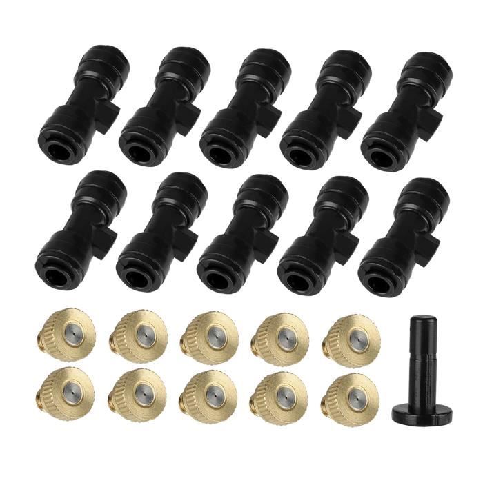 Kit De 10 Buses De Brumisation En Laiton + Tees - 6,35mm - Pour Système Rafraîchissement Terrasse, Jardin