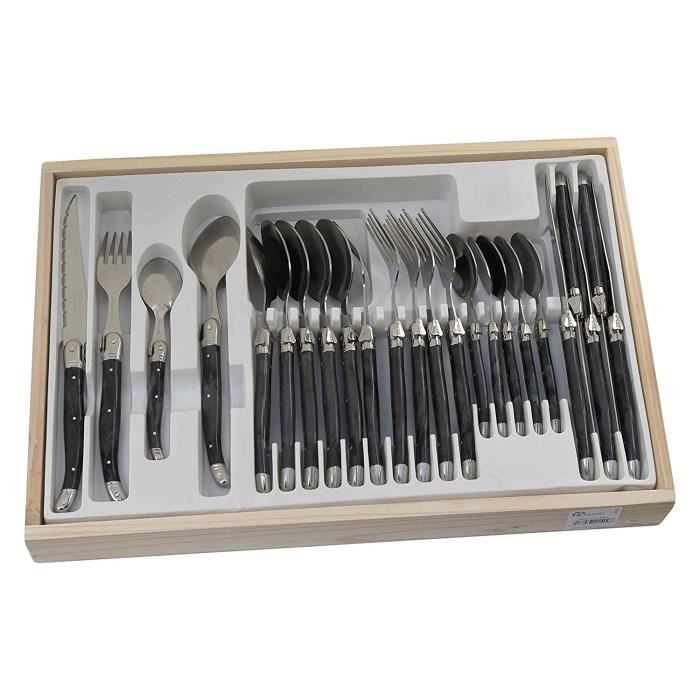 Laguiole Menagere 24 Pieces Gris Marbre Achat Vente Pas Cher