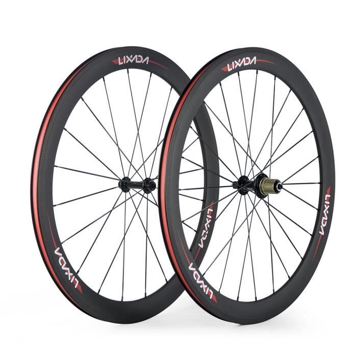 50mm 700C Roues Clincher 3K Pleine fibre de carbone Velo Essieux montes 8 9 10 11 Compatible Vitesses 20 24 trous mixte Cdiscount Sport