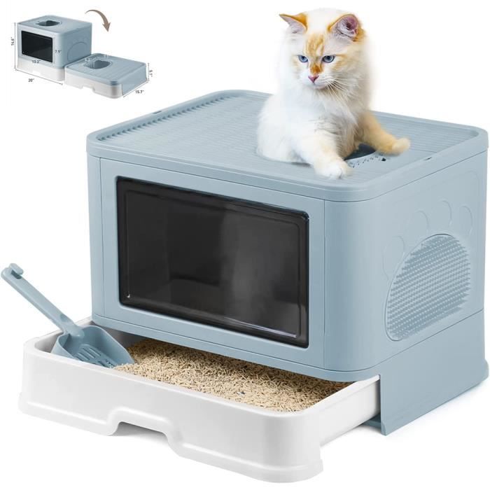 Comparer les prix de Bac à litière pliable pour chat - MENGDA - Entrée avant et sortie supérieure - Grand espace