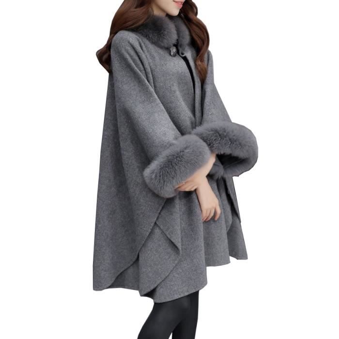Manteau femme mi longue capuche fourrure l gante chaud paisse