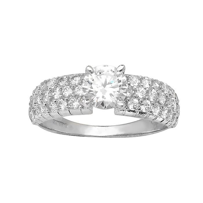 Tailles 48 /à 63 Bague en Or Blanc 9 Carats et Oxydes de Zirconium