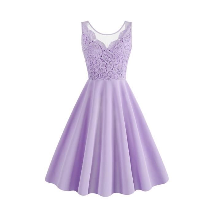 Robe Bisou Bisou Violette Imprimé Aquarelle Abstrait - Taille 8, Sans Manches