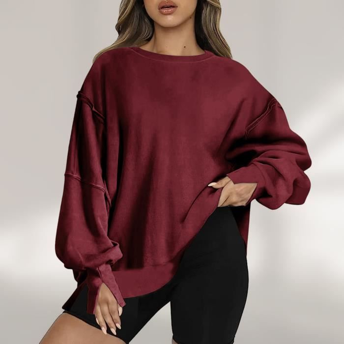 Sweat rouge top sans capuche