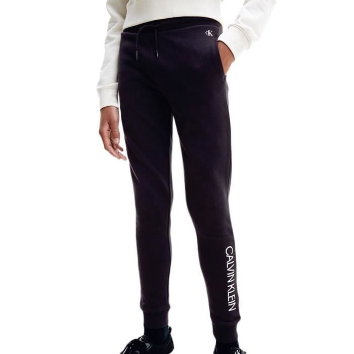 Jogging Fille Calvin Klein Jeans Institutional - Noir - Poches latérales - Imprimé sur l'avant