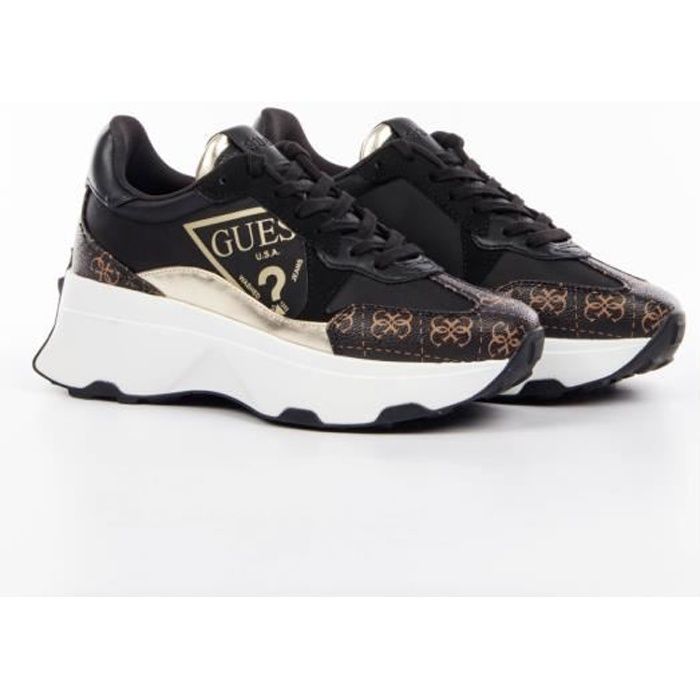 Basket Guess Femme Calebb Noir Polyurethane Cdiscount Chaussures