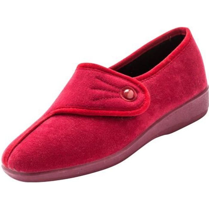 chaussons femme - charmance - patte auto-agrippante - bordeaux - rouge