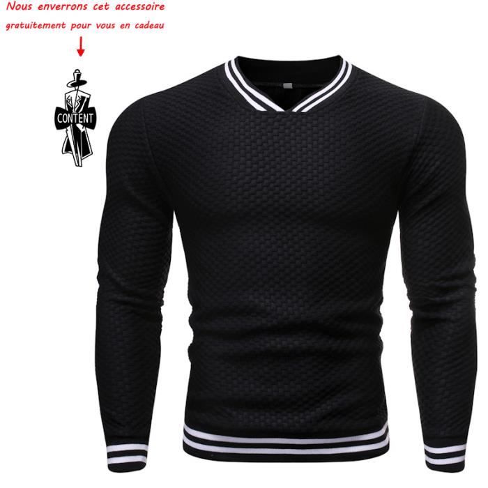 Pull Hommes de Marque Luxe en hiver chaud en Col rond a carreaux Vetement Masculin