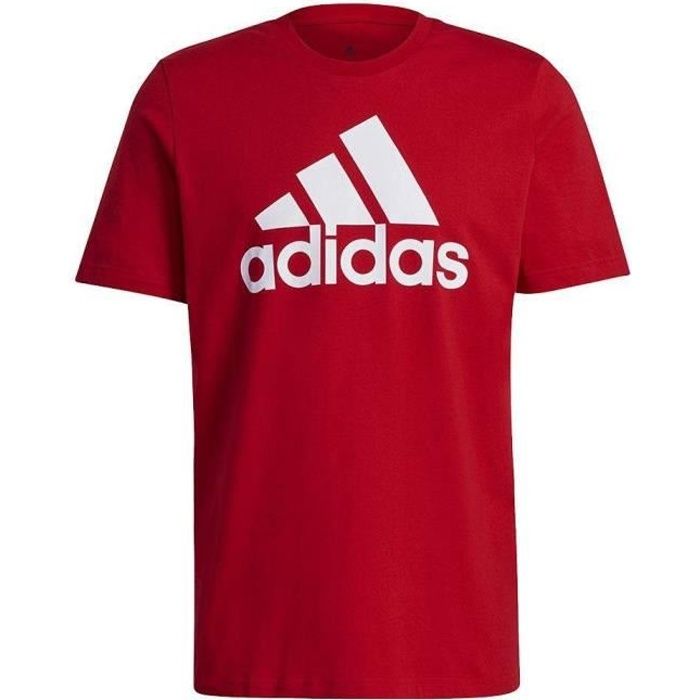 T Shirt ADIDAS Essentials Big Logo Tee Rouge Homme Adulte 100 coton Manches courtes Rouge Cdiscount Pret a Porter