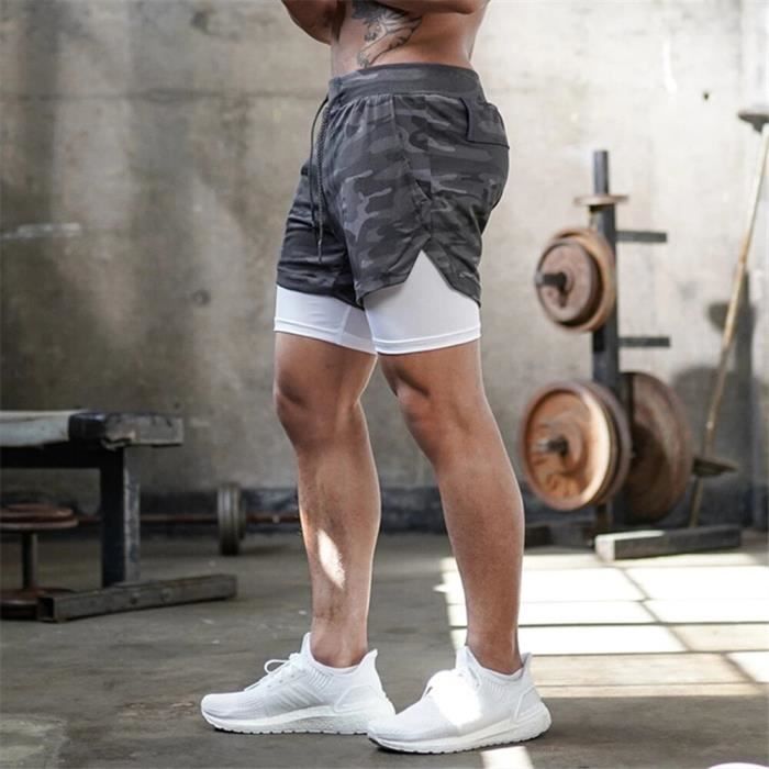 Acheter Short de Sport d'été pour hommes, Bermuda à séchage rapide, pantalon d'entraînement, de Fitness, de course, de plage, bas de maillot de bain