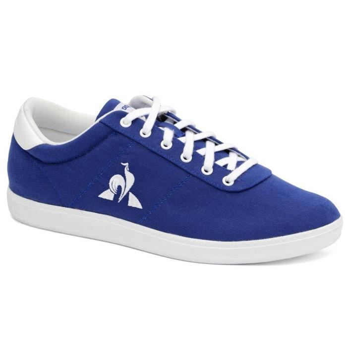 Baskets Le Coq Sportif Court One bleu Adulte Canvas Homme Lacets Bleu Cdiscount Chaussures