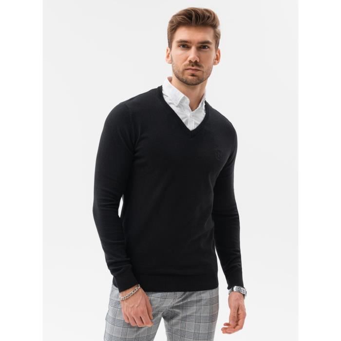 Pull Longsleeve avec Col Chemise Ombre Pour Homme Noir Noir Cdiscount Pret a Porter