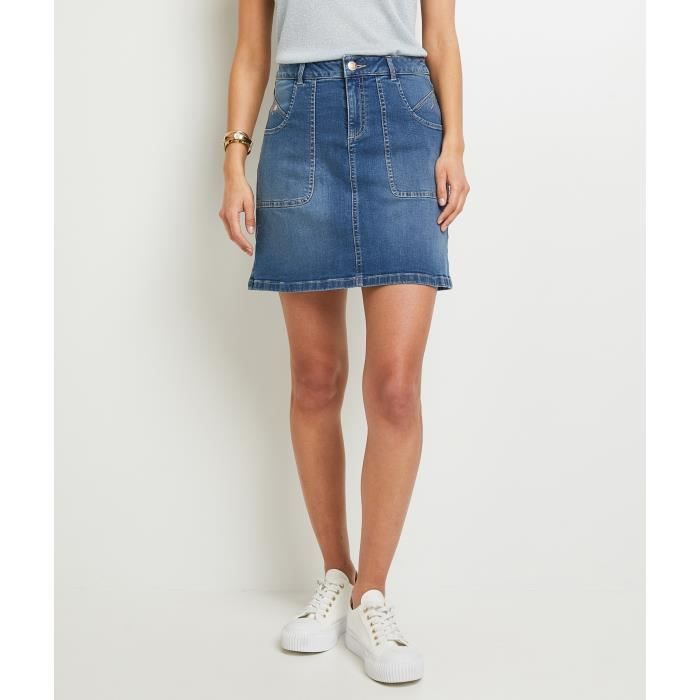 GRAIN DE MALICE Jupe en jean trap se femme Bleu jean Cdiscount