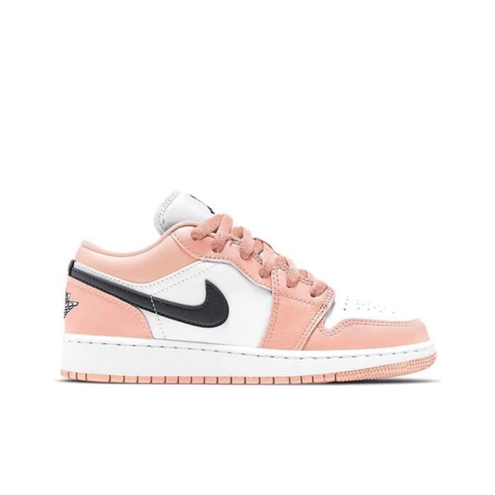 Basket Air JordanX 1 Low GS Air Jordan Chaussure de Sports Femme Rose Lacets Plat Rose Cdiscount Chaussures