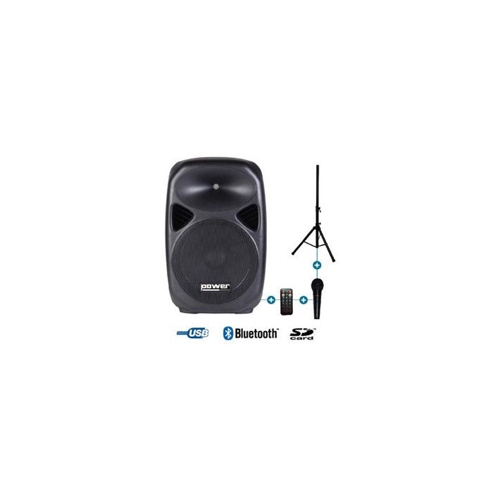 Enceinte de sonorisation active - POWERACOUSTICS - TESLA 12A - 300W RMS - Bluetooth - Micro main inclus