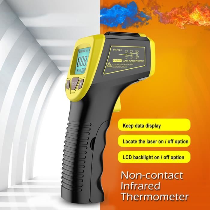 Thermomètre Infrarouge Pistolet GM320S – Plage -50°C à 600°C, écran LCD, Couleur Orange | Mesure Sans Contact, Portable